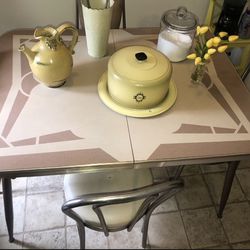 Retro 50’s Style Formica Table, in Good Shape, Comes W 2 Chairs-