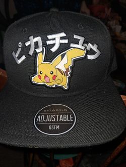 Pikachu Flat Brim Hat w/ Japanese "Pikachu" Text