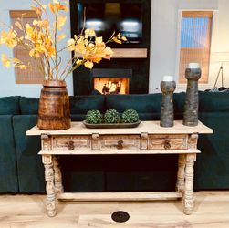 Hand carved sold wood Sofa/entry table