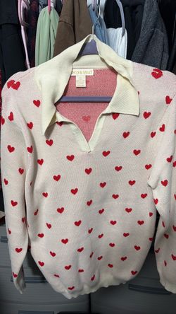 Heart Print Knit Sweater
