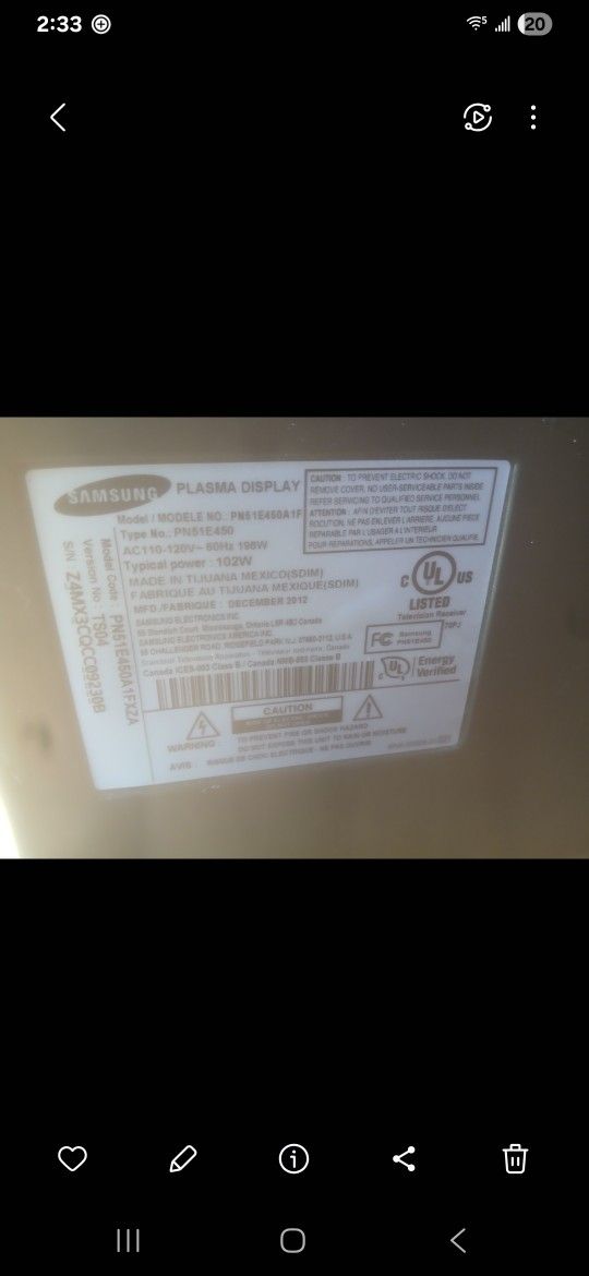 Samsung 50 Inch Plazma Tv