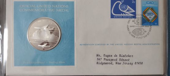 Official United Nations Medallic First Day Covers Silver