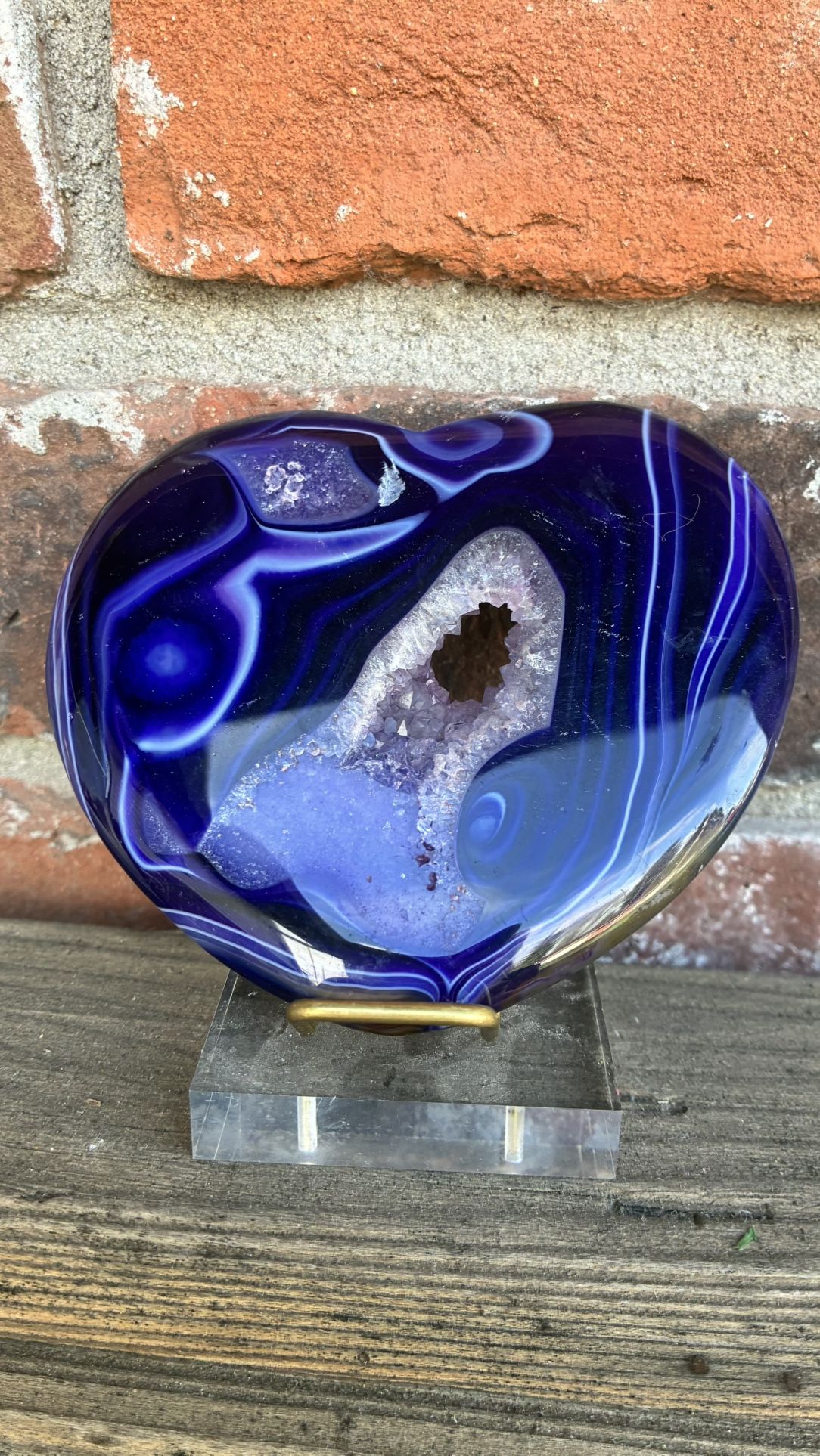 Beautiful Purple polished heart Druzy Agate