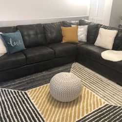 Charcoal Grey  Leather Sectional