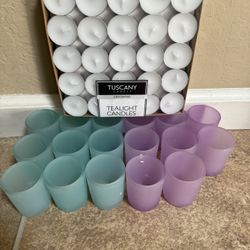 Brand New Set of 17 Candle Holders with Tea light Candles. First come first serve. Check out my other listings. Thanks 