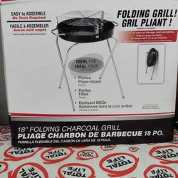 MarshAllen 717HH Black Steel Charcoal Folding Stand-up Grill 18" D x 22" H