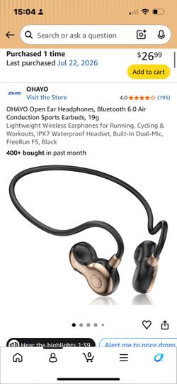 OHAYO Open Ear Bluetooth Headphones FreeRun F5 - Brand New