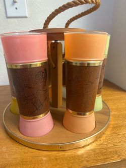 Hawaiian tiki cups mid century set of six