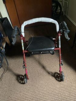 Red Rollator Walker with Seat