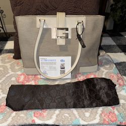 Authentic GUCCI Vintage Shoulder Tote Bag Canvas Leather With Dust Bag And COA