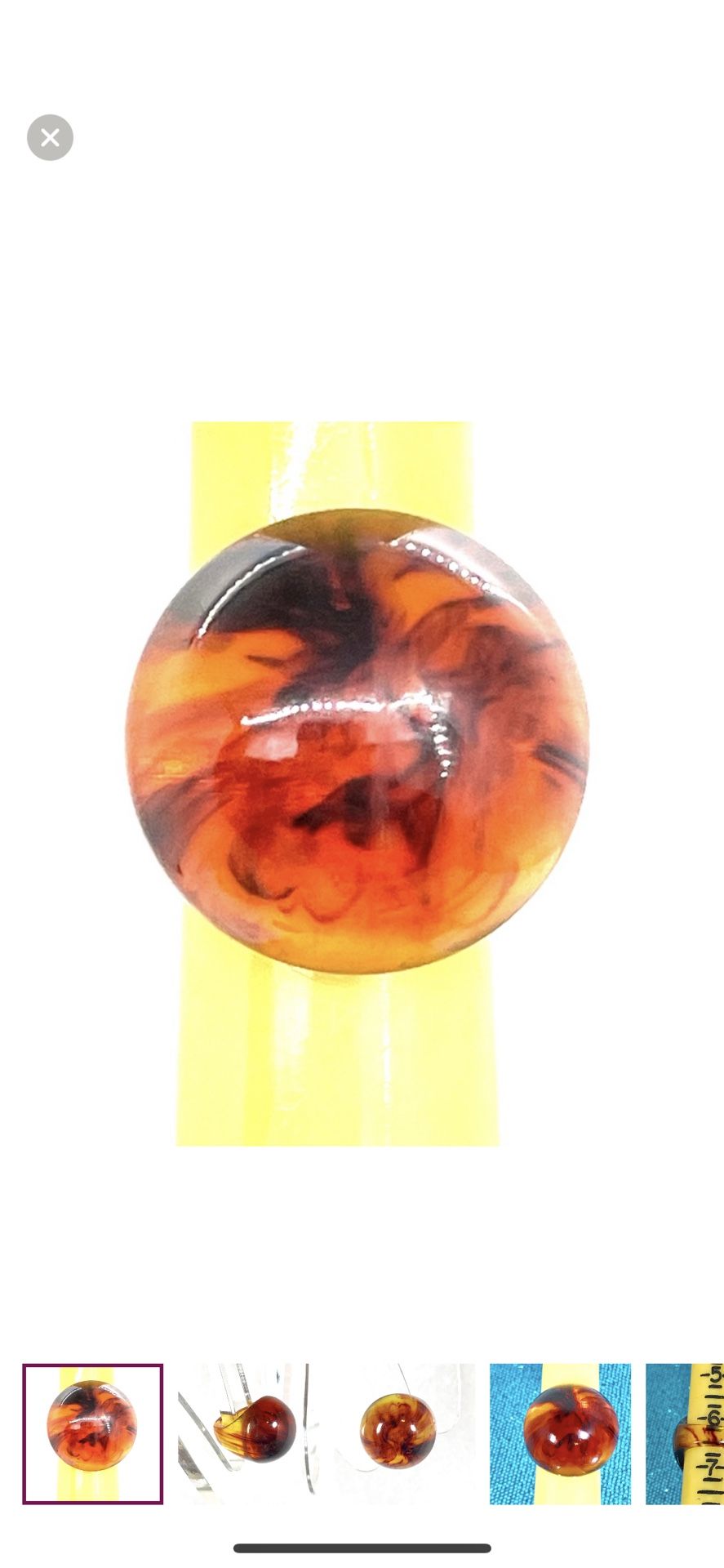 Vintage Rootbeer Bakelite Dome Ring Size 6.25