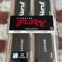 Kingston beast ddr4 ram - 3600MT/s two 8 gigabyte sticks (16 GB)