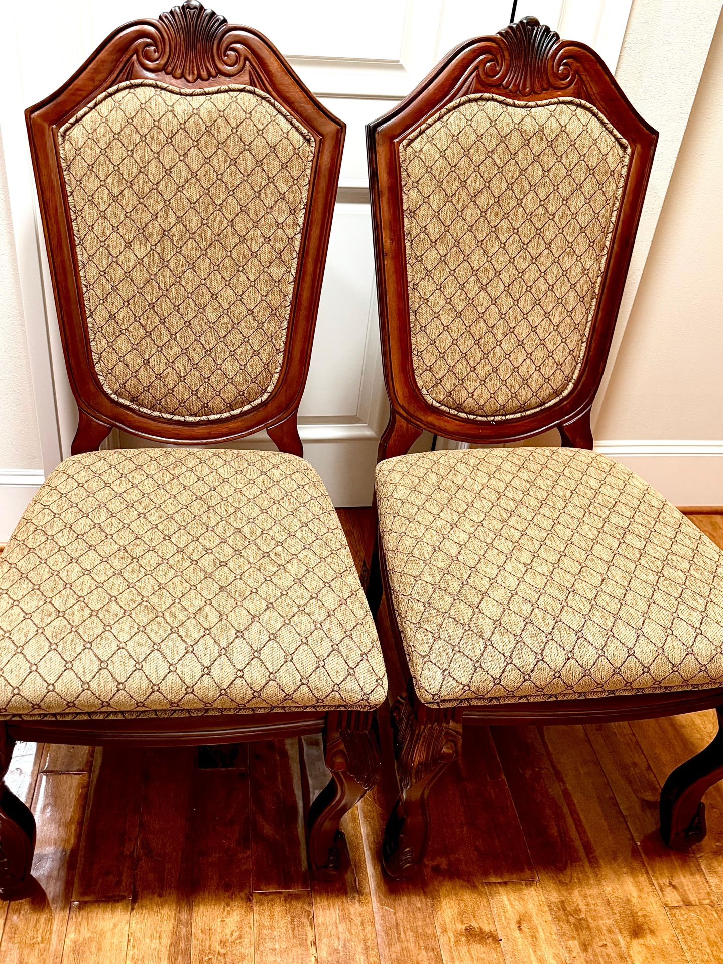Vintage Carved Wood Dining Chairs (Set Of 8)