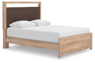 Hollymount Tan Queen Upholstered Platform Bed
