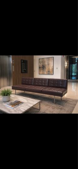 Commercial Tuxedo Leather Sofa