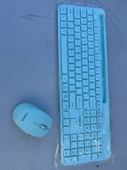 Wireless Keyboard & Mouse Combo – Light Blue