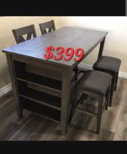 Modern Solid Wooden Counter Height Table Set 