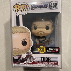 GLOW Thor Funko Pop *MINT* Gamestop Exclusive GITD Marvel Avengers Endgame 452 with protector Infinity War Multiverse Stormbreaker Mjolnir Quantum