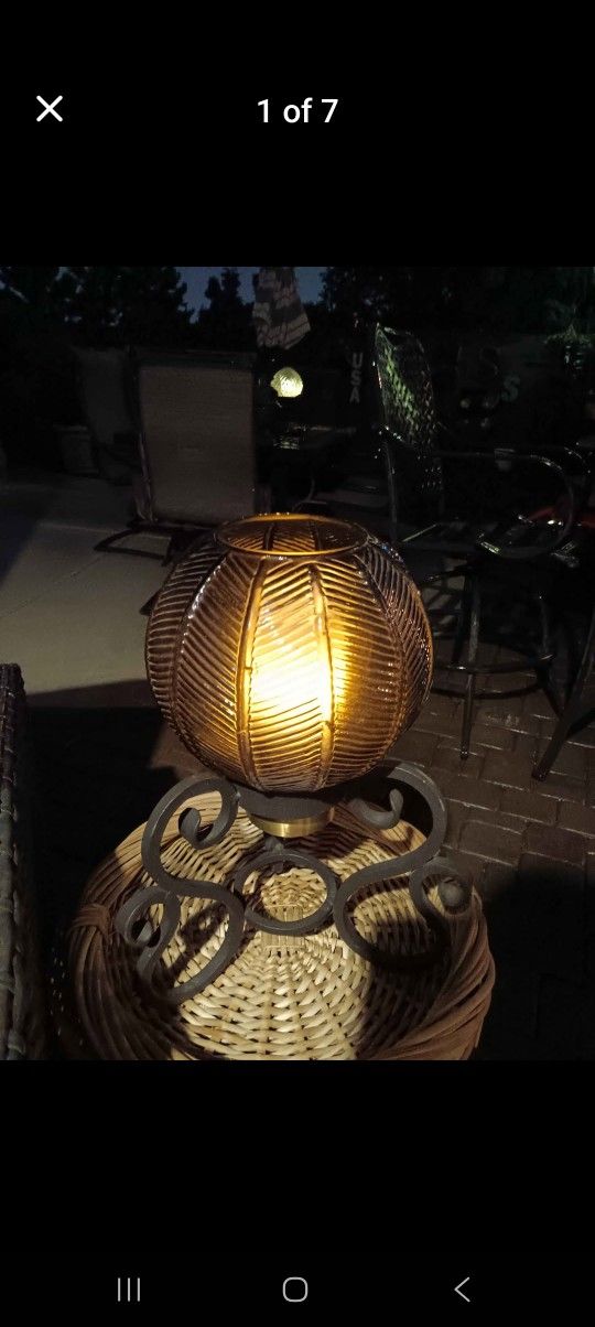 $24 Rod Iron and Black/Blue Glass Globe Candle Holder/Solar Light Garden Lantern. I ❤️ To Bundle