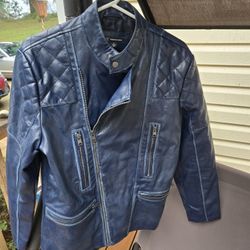 Blue Leather-like Jacket