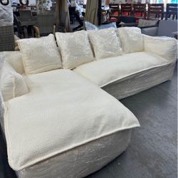 Brand New L-Shape Sofa 3-Seat Couch No Installation Required Deep Seat Sofa Oversized with Sleeper Sectional High-Density Sponge Sofa Home Furniture f