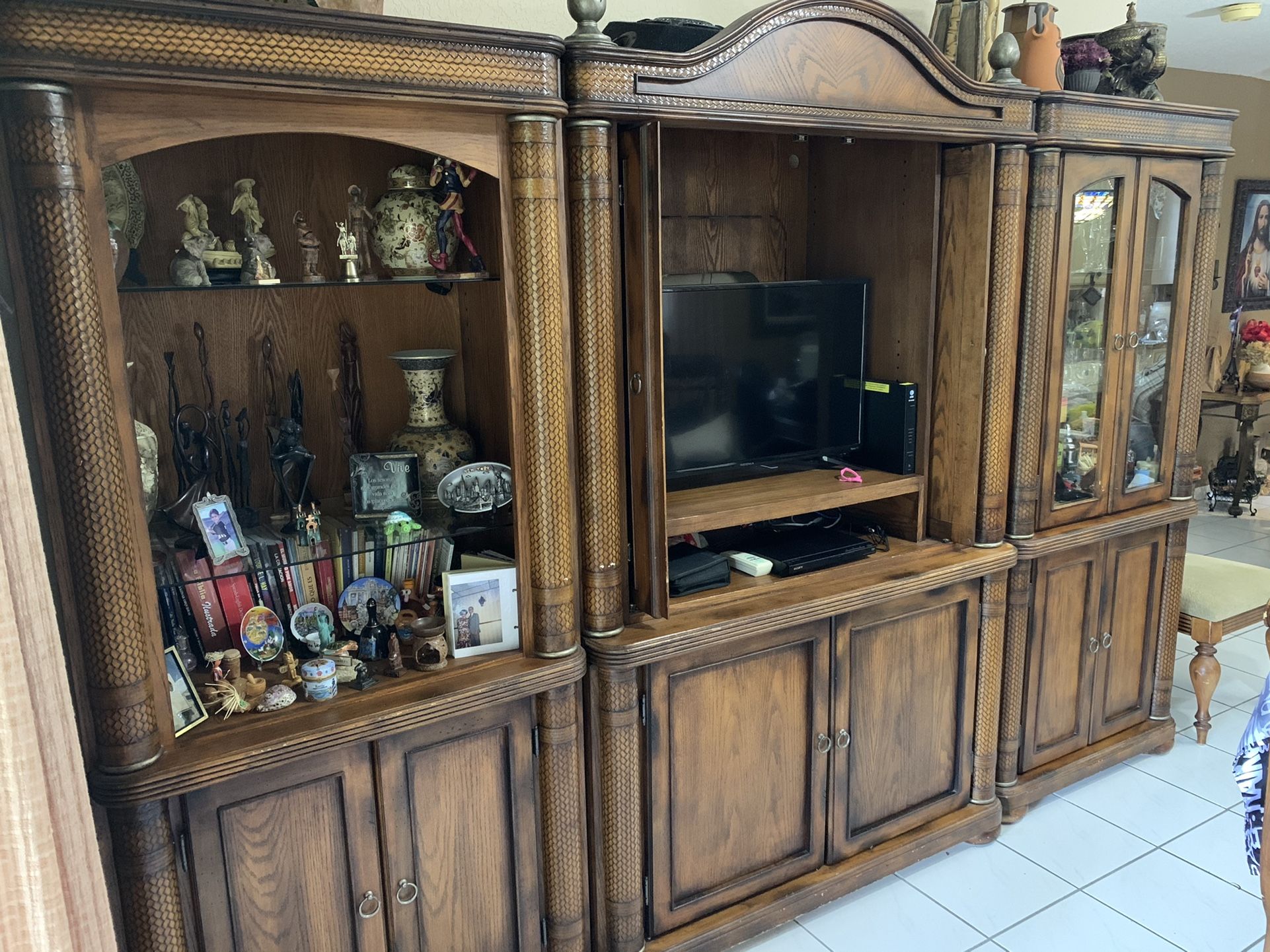 Wood Entertainment Center/tv Stand And Media Center/Tropical Style /