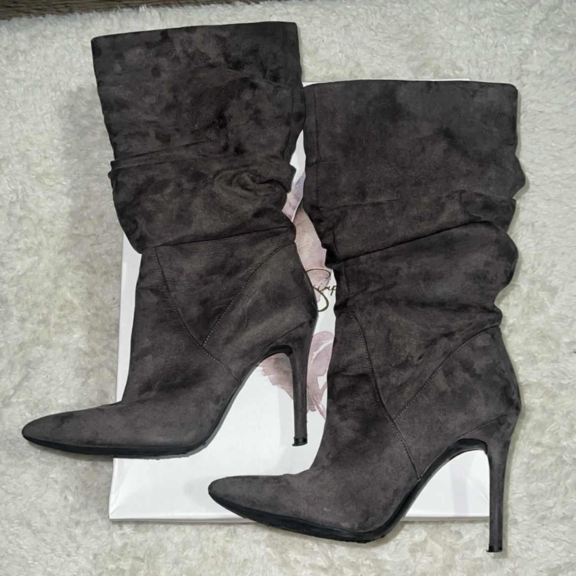 Grey Suede Boots