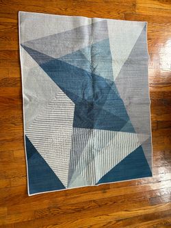 Modern Geometric Area Rug Blue Gray