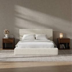 AirFrame Full Size Bed Frame with Headboard, Cloud Upholstered Platform Bed Frame, 5 Inch Foam Cushioned, No Box Spring, Easy Assembly(Beige Chenille)