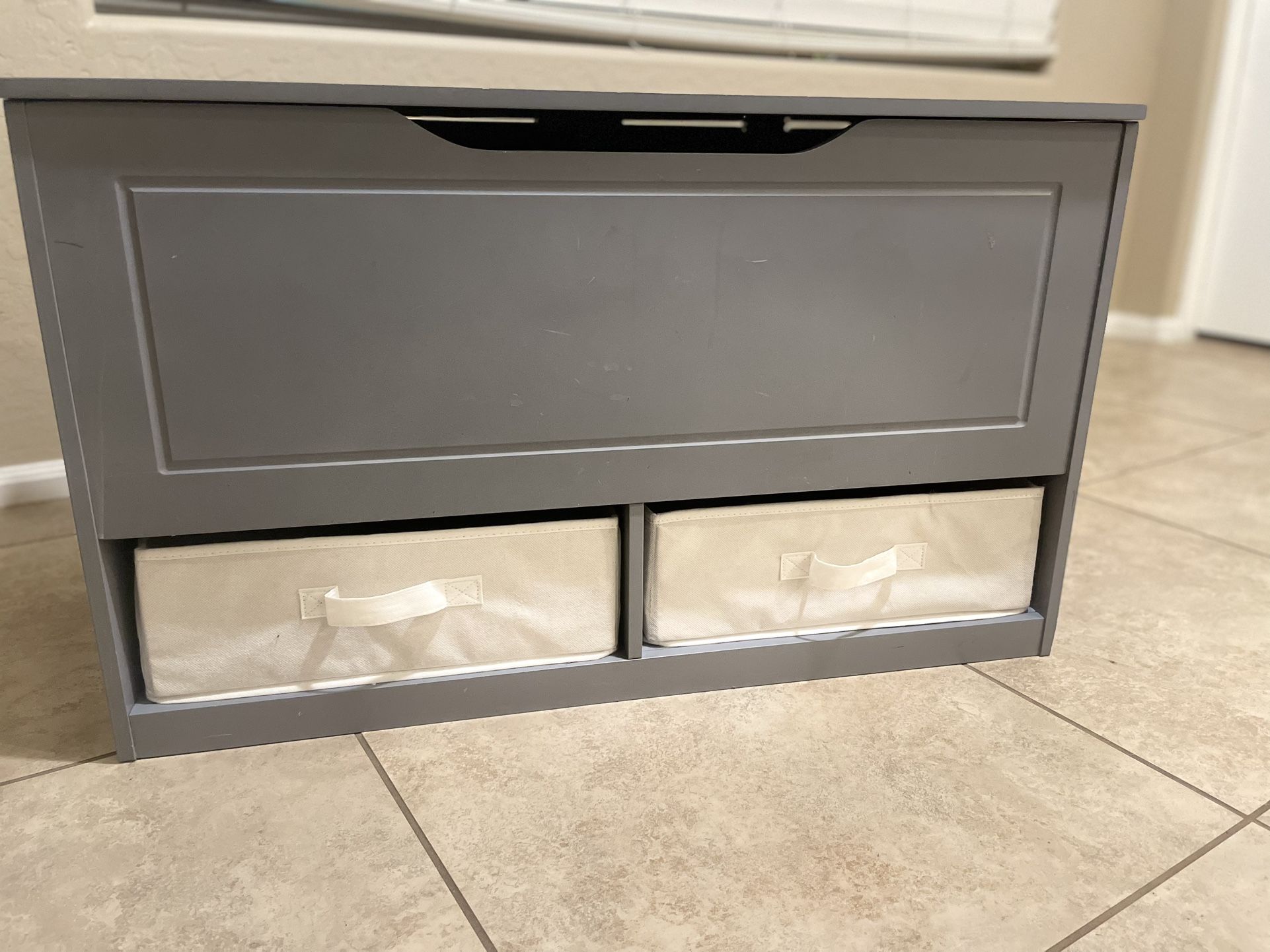 Wooden Storage Chest/Bench with Grey Finish