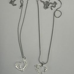 Sterling Silver 925 Heart/Love Fishing & Hunting Pendant with adjustable chain—$15 Each