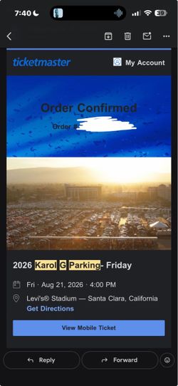 Karol G Parking Pass – Friday Aug 21 2026
