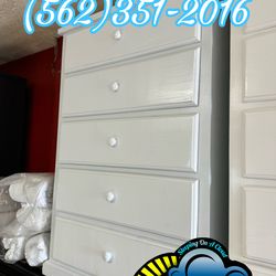 White five drawer pinewood chest dresser cajonera Comoda