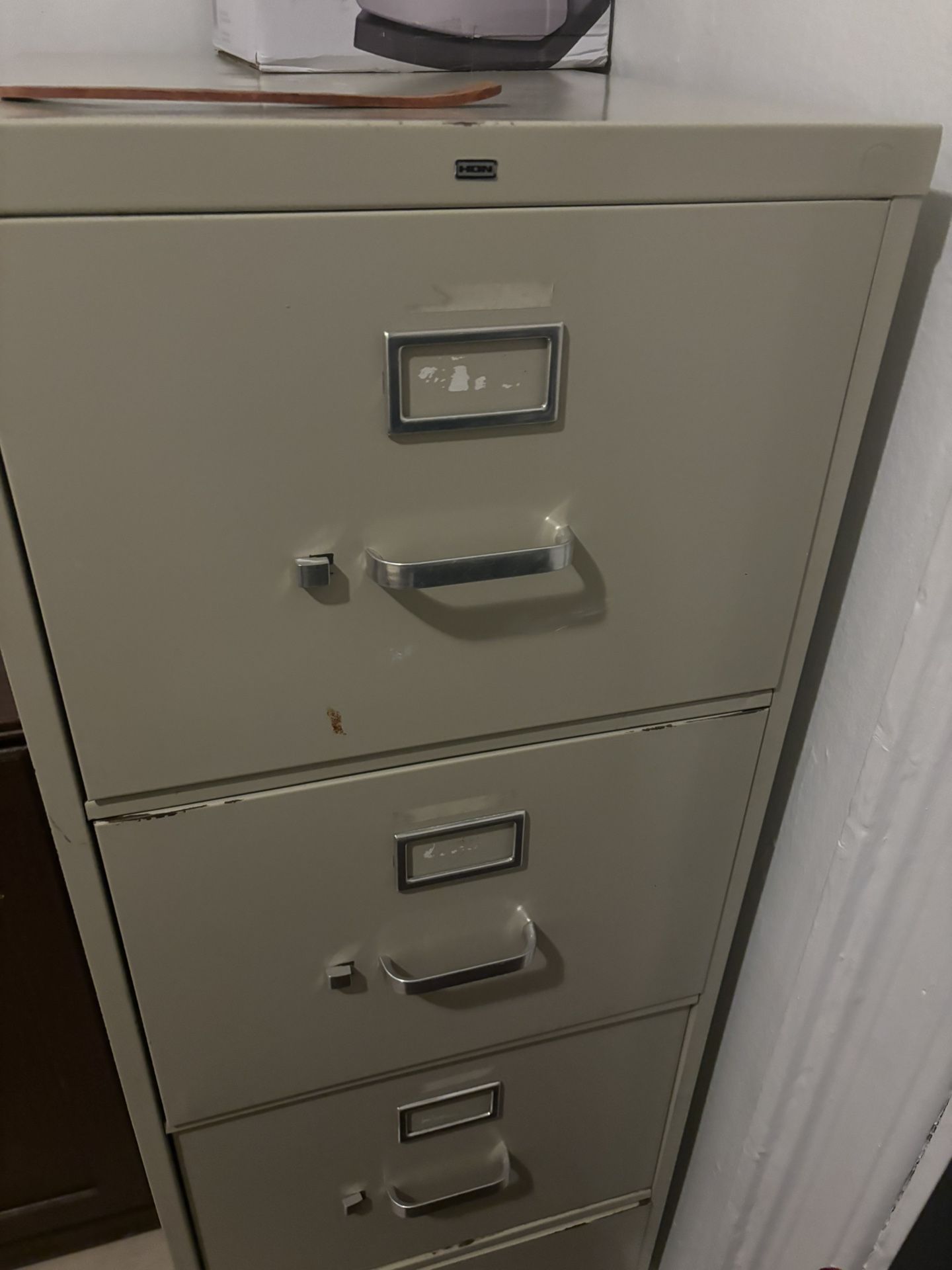 HON Vertical File Cabinet - Tan