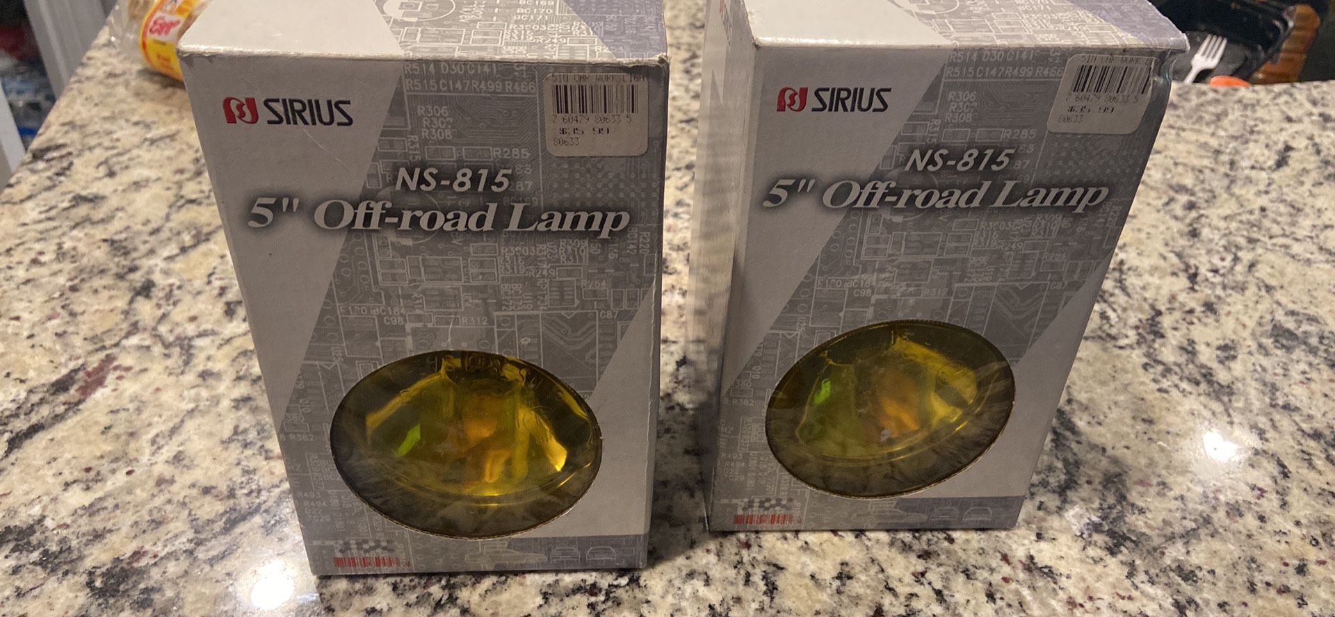 Two Yellow Off-Road Lights, 5 Inches Round