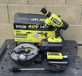 RYOBI 40-Volt HP Brushless EZClean 600 PSI 0.7 GPM Cold Water Power Cleaner with 2.0 Ah Battery and Charger