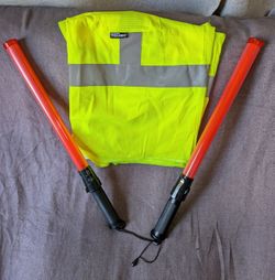 Traffic safety 16" batons and high visibility vest - LIKE NEW