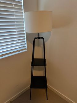 Floor Lamp with Built-In Shelves