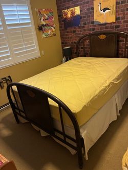 Antique Metal Bed Frame Queen Size Mattress