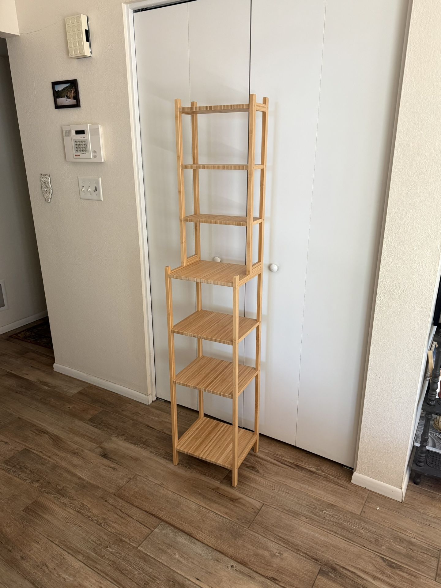 Bamboo bookshelf shelving unit