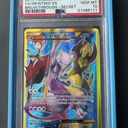 Mewtwo Ex PSA 10 2015 Pokemone XY Breakthrough Secret #163