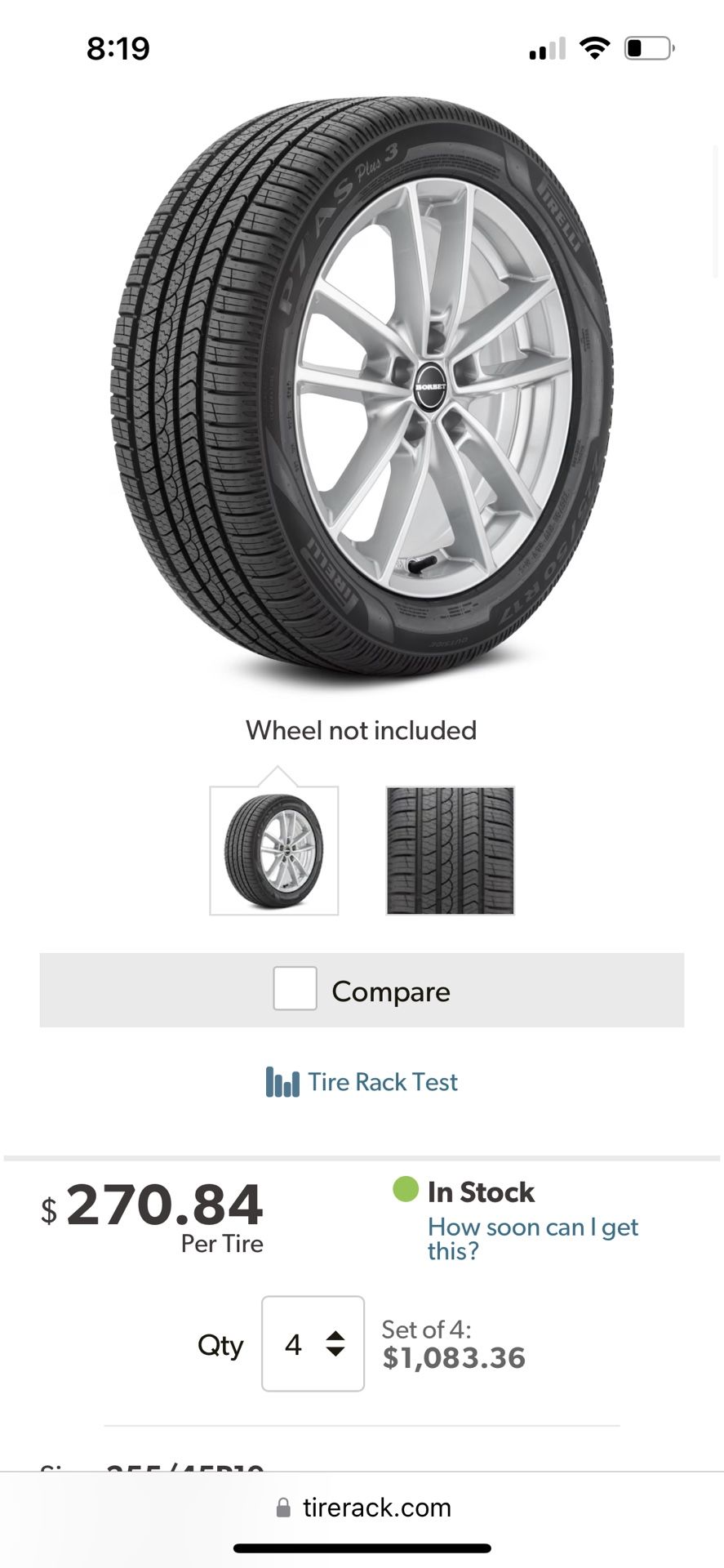 255/45/19 Tires Used. Like New! Perelli Tires