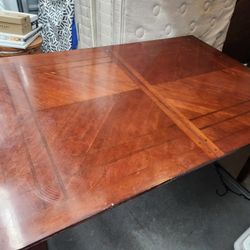 Large Dining Table With Leaf + 6 Chairs