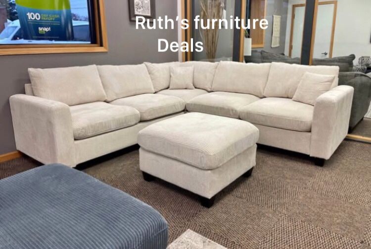 Beautiful! 4 pc Sectional Sofa With Ottoman Ivory Corduroy,All Products : American Fashion Style Bags On Sale