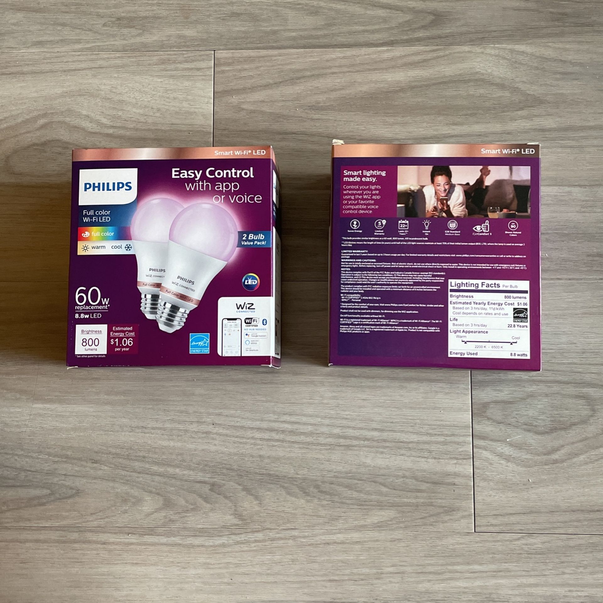 Philips 2pk 60w WiFi LED Lightbulbs