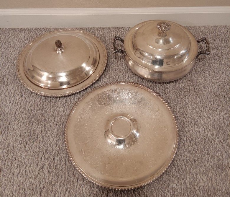 Vintage English Silverplate serving bowl dish platter