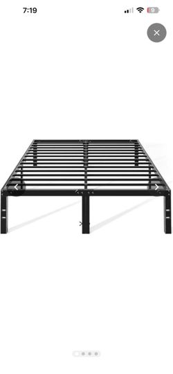14In Metal Queen Bed Frame with Storage Space, No Box Spring Needed with Sturdy Steel Slat Support, Heavy Duty and Easy Assembly, Platform Bed for Bed