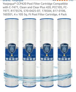 Yoojequa CCP420 Pool Filter Cartridge Compatible with C-7471, Clean and Clear Plus 420,  4-Pack