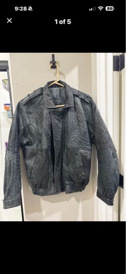 Elephant print leather Bomber