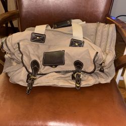 Eddie Bauer Ford 1990s Vintage Canvas/ Leather Trim Travel Duffel Bag.  Excellent condition -